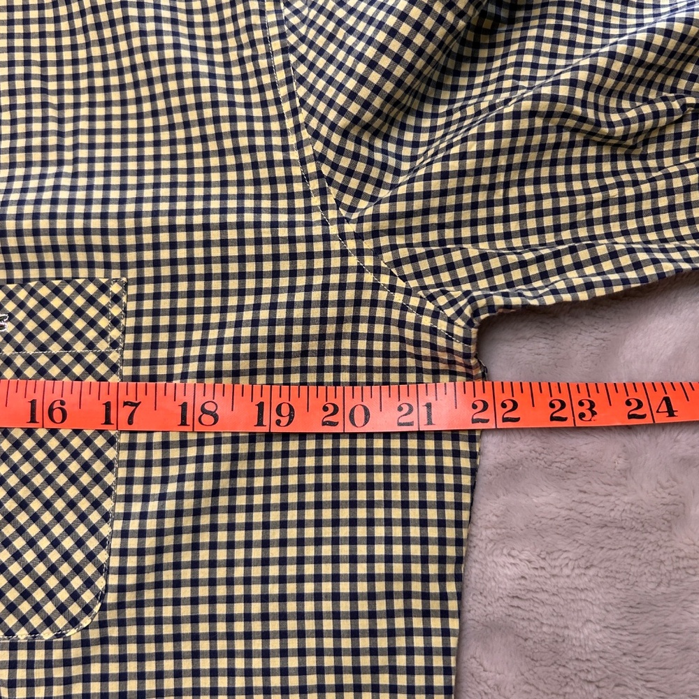 Vtg‎ Lacoste Shirt Mens 42 Yellow Blue Gingham Check Long Sleeve Cotton Preppy - Picture 9 of 9